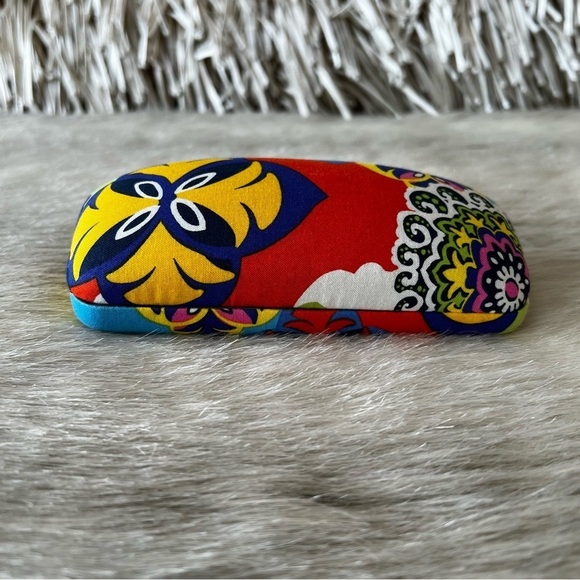 VERA BRADLEY Rio Oversized Clamshell Hard Glasses Case 2015 Orange Blue Yellow - Picture 4 of 7